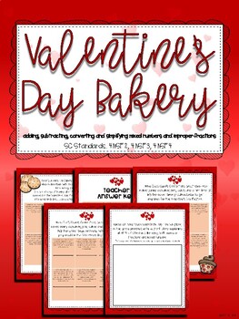 Preview of Fraction Valentine's Day Bakery II (Mixed Numbers & Improper Fractions)