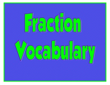 Preview of Fraction Vocabulary Cards