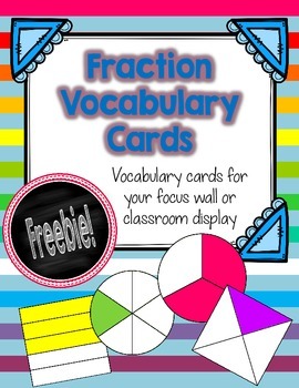 Preview of Fraction Vocabulary Cards FREEBIE!
