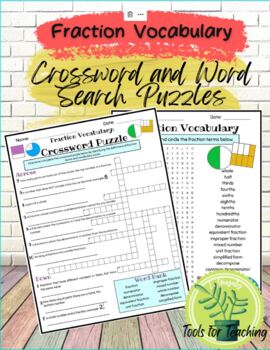 Fraction Vocabulary Crossword and Word Search Puzzles by Elizabeth Gonzalez