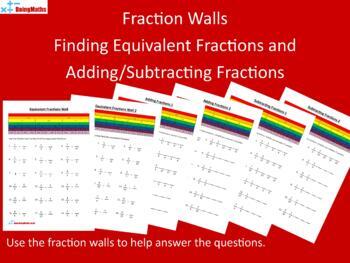 Preview of Fraction Wall - Equivalent Fractions and Adding/Subtracting Fractions Worksheets