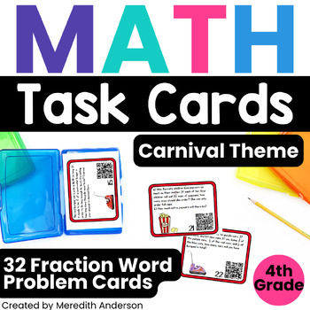 Preview of Fraction Word Problem Task Cards - Math Test Prep Early Finishers 