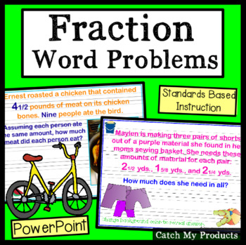 Preview of Fraction Word Problems PowerPoint for Screen Share