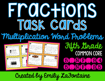 Preview of Fraction Word Problems - Multiplication Task Cards (Fifth Grade, Common Core)