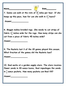 5th grade fraction word problems real world by mo don tpt