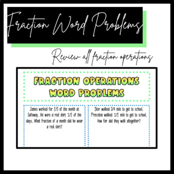 Preview of Fraction Word Problems Review - All Operations!
