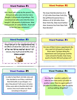 Preview of Fraction Word Problems Task Cards with Lesson Plan