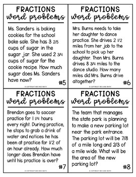 Fraction Word Problems for 5th Grade by Mix and Math | TpT