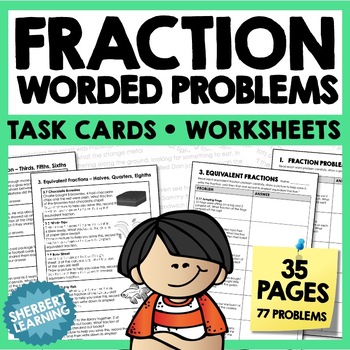 Preview of Fraction Worded Problems including Naming Fractions, Equivalent Fractions + more