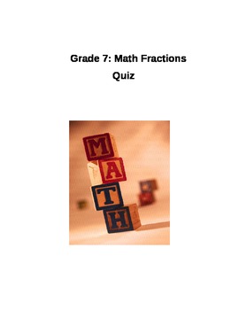 Preview of Fraction Worksheet Quiz