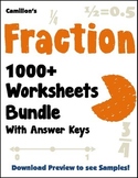 Fraction Worksheets w/ Equivalent Fractions, Operations, C
