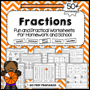 Preview of Fraction Worksheets NO PREP PRINTABLES