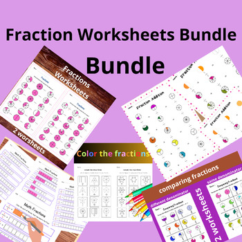 Preview of Fraction Worksheets Bundle  - Math Practice - printable