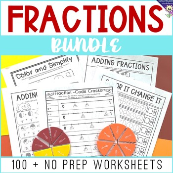 Preview of Fraction Worksheets Bundle, Mixed, Improper, Simplifying, Comparing, Ordering