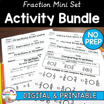 Preview of Fraction Mini Worksheet Bundle