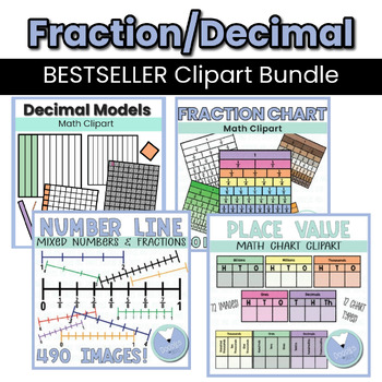 Preview of Fraction and Decimal Clipart Bestseller BUNDLE
