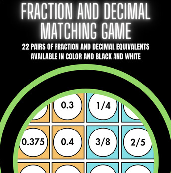 Preview of Fraction and Decimal Matching Game