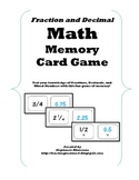 Fraction and Decimal Math Memory Game