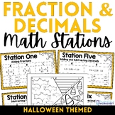 Fraction and Decimal Operations Halloween Math Stations | 