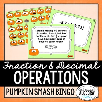 Preview of Fraction and Decimal Operations | Pumpkin Smash Bingo