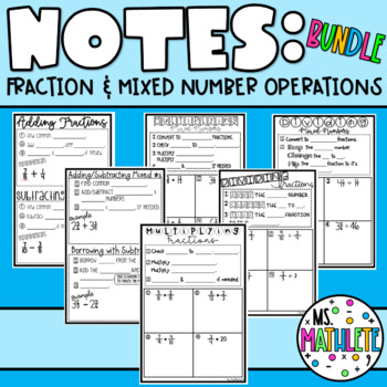 Preview of UNIT NOTES:  Fraction and Mixed Number Operations