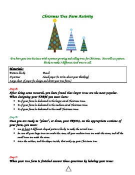 Preview of Fraction and Patterns Christmas Tree Farming