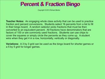 Preview of Fraction and Percent Bingo for the Smartboard