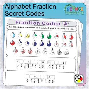 Preview of Alphabet fraction secret codes: fraction game to help learn fractions