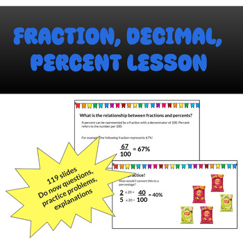Preview of Fraction, decimal, percent lesson