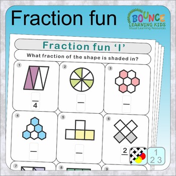 Preview of Fraction fun basic math concepts - what fraction of the shape is colored in