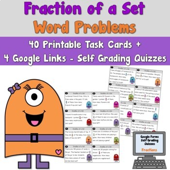 Preview of Fraction of a Set Word Problems Distance Learning