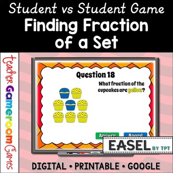 Preview of Fraction of a Set Powerpoint Game | No Prep Digital Resources | Fraction Games