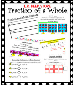 Preview of Fraction of a Whole Number (Learning Activities, Distance Learning, Centers)