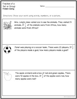 Fraction of a Set Worksheets by Erin's Classroom Creations | TpT