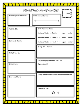 Preview of Fraction of the Day Template