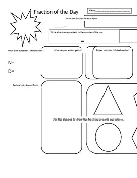 Preview of Fraction of the Day graphic organizer