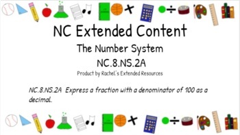 Preview of Fraction to Decimal NC.8.NS.2a - Extended Content (Editable)