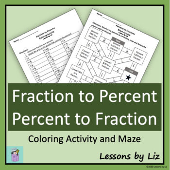 Preview of Fraction to Percent & Percent to Fraction Coloring Activity and Maze