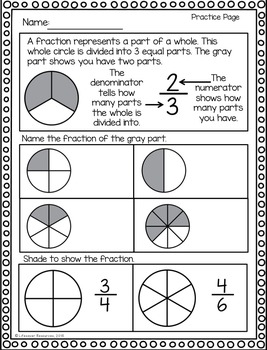 Fractions Game & Printable Worksheets- Identifying fractions of a whole ...
