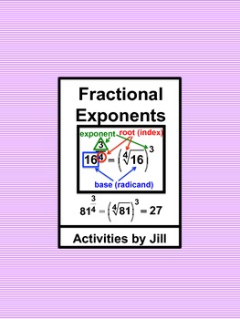 Preview of Fractional Exponents Notes & Charts nth Roots (Distance Learning)
