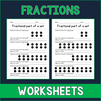 Preview of Fractional Part of a Set - Fractions Worksheets - Math Practice - Sub Plan