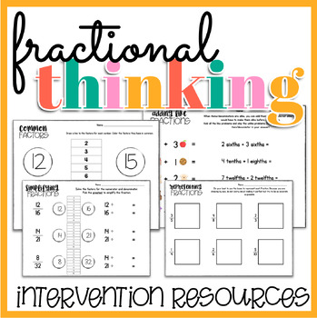 Preview of Fractional Thinking Intervention Resource | No Prep | Printable | Math Centers |