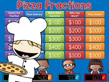 Preview of Fractions Jeopardy Style Game Show - Google Classroom Distance Learning