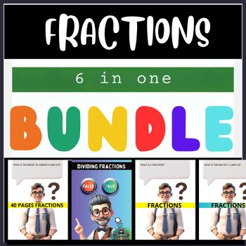 Preview of Fractions 180 pages Bundle: Comprehensive Interactive Q&A for Grades 3-7