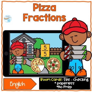 Preview of Fractions 1st grade Boom Cards English