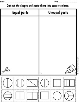 Fraction Worksheets and Activities for Grade 1 and 2 by ElementaryStudies