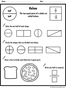 Fraction Worksheets and Activities for Grade 1 and 2 | Distance Learning