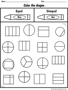 fraction worksheets and activities for grade 1 and 2 by elementarystudies
