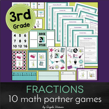 Preview of 3rd Grade Fractions: Partner Games for Comparing, Equivalent, Ordering Fractions