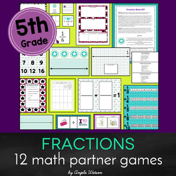 Preview of 5th Grade Fraction Games for Math Stations, Math Centers, Math Tubs and More